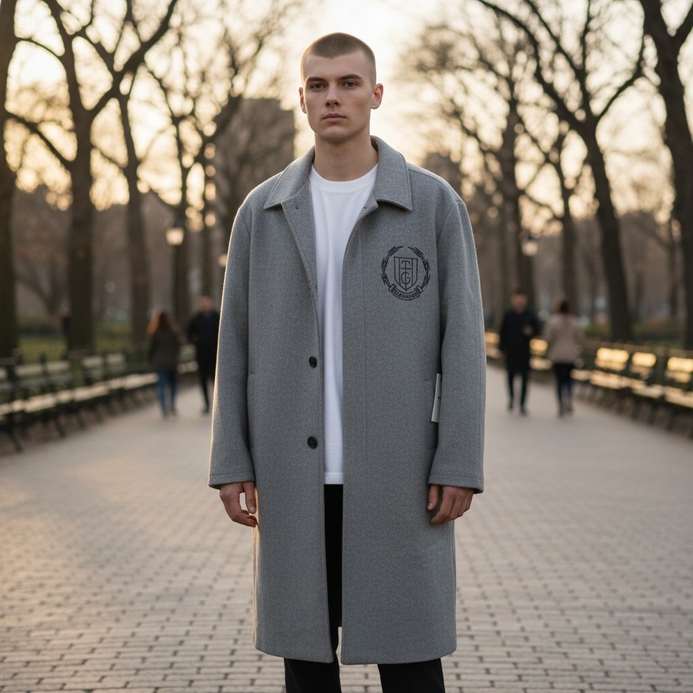 Honor The Gift Alma Mater Coat Mens M Grey Inner City Graphic Wool Streetwear